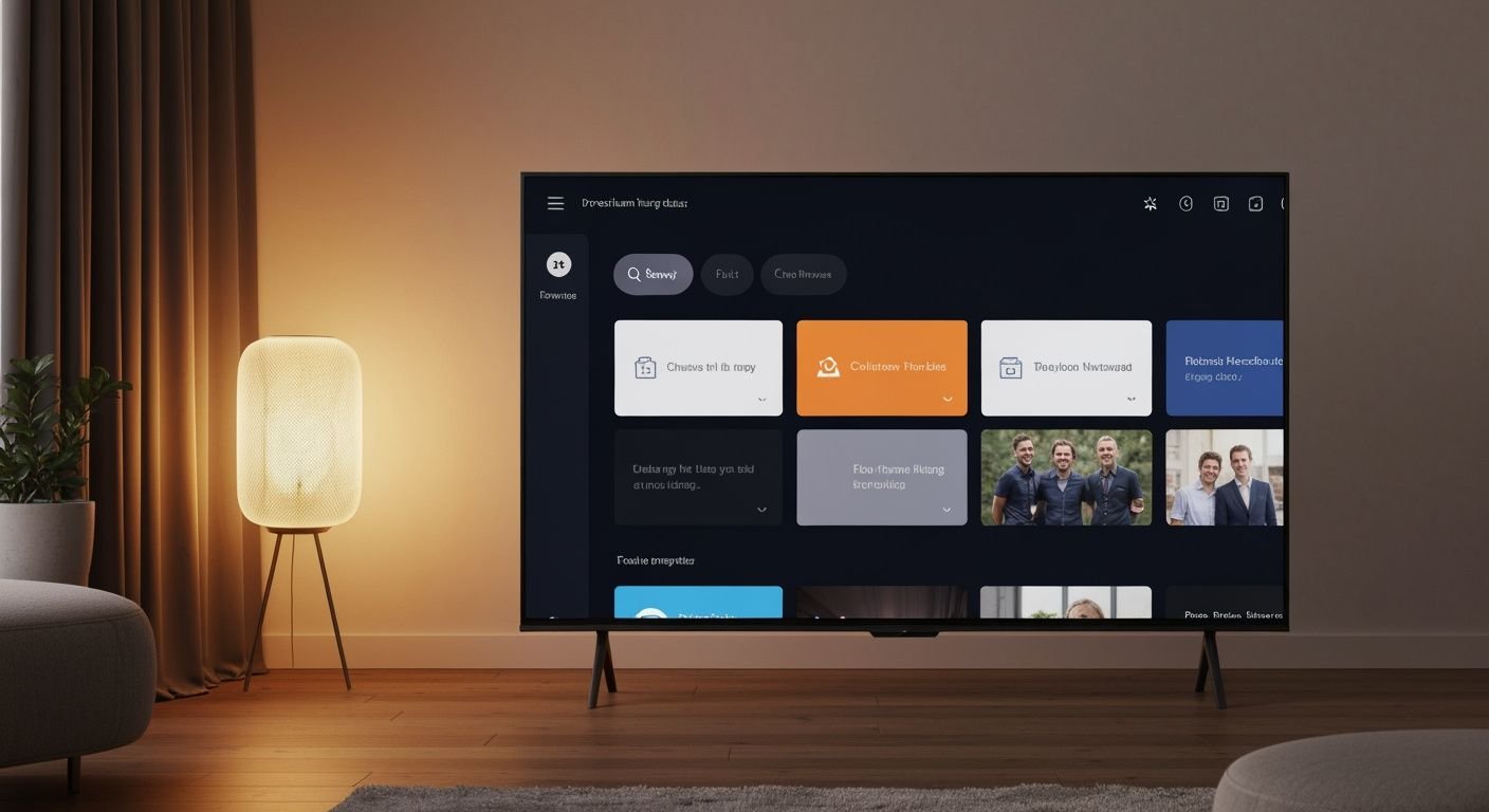 Téléviseur moderne affichant une interface de streaming avec plusieurs applications disponibles