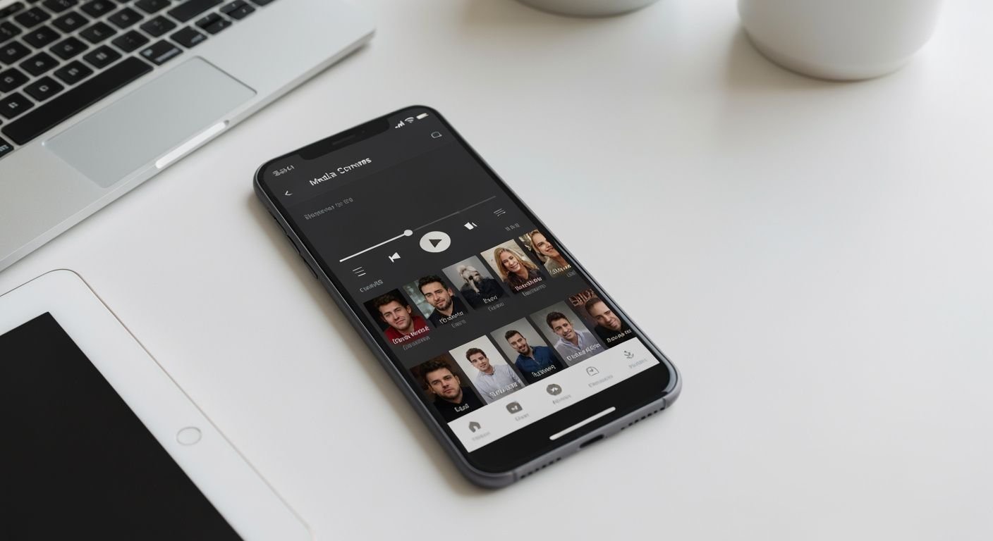 Application de lecteur IPTV sur smartphone avec interface de streaming et bibliothèque de contenu