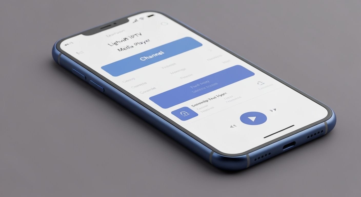 Application lecteur IPTV légère affichée sur écran de smartphone avec interface épurée