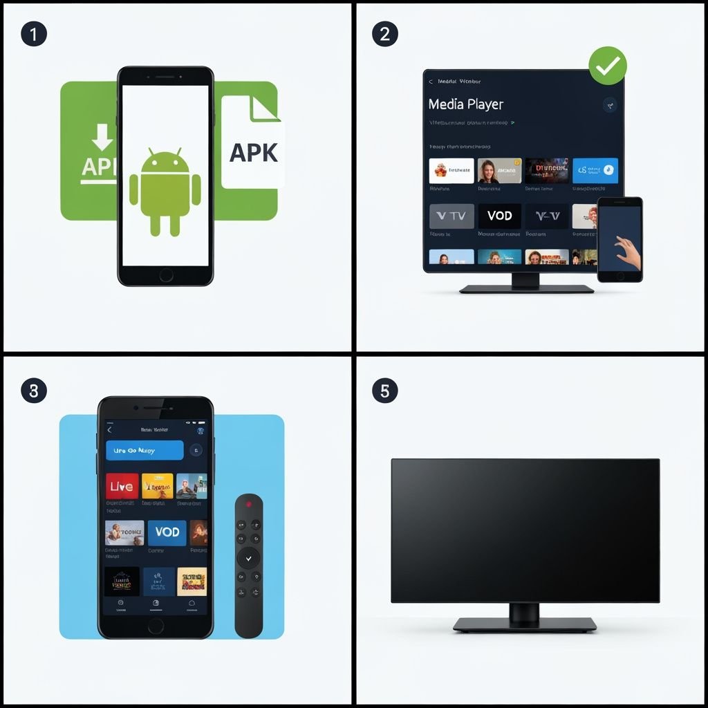 Guide installation en quatre étapes : téléchargement, vérification sécurité, configuration application et lecture sur...