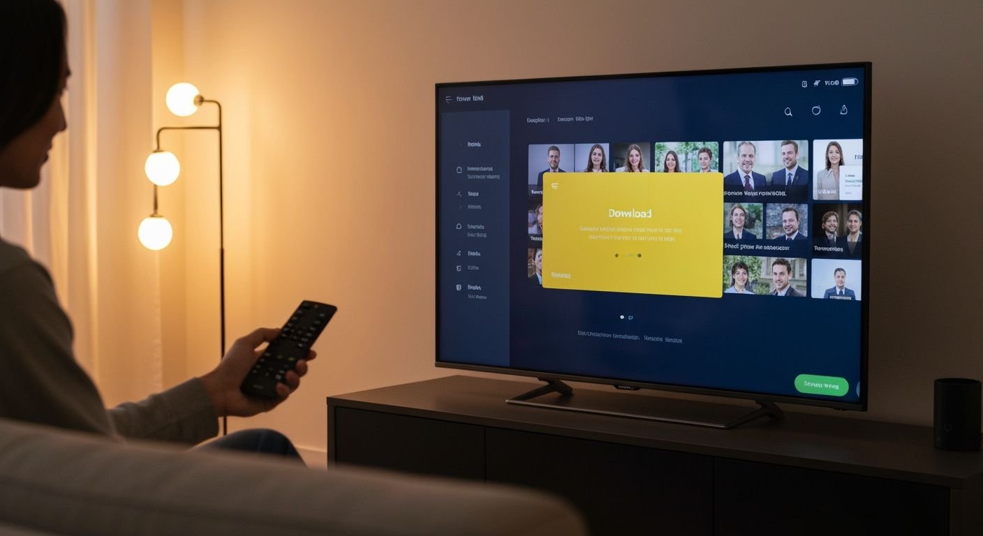 Installation d'une application IPTV sur un téléviseur intelligent moderne avec télécommande