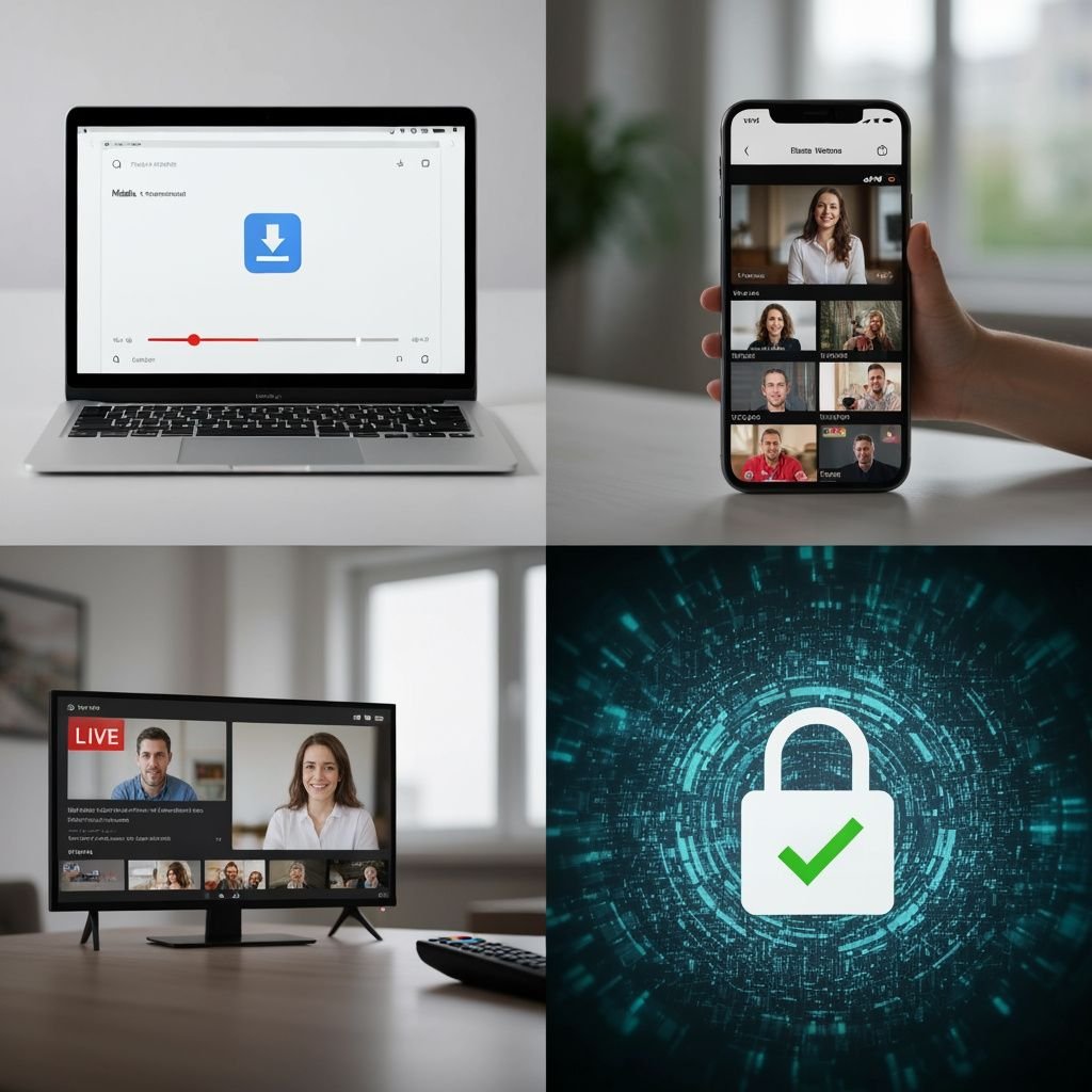 Quatre étapes : téléchargement sur PC, application mobile, affichage TV et sécurité vérifiée