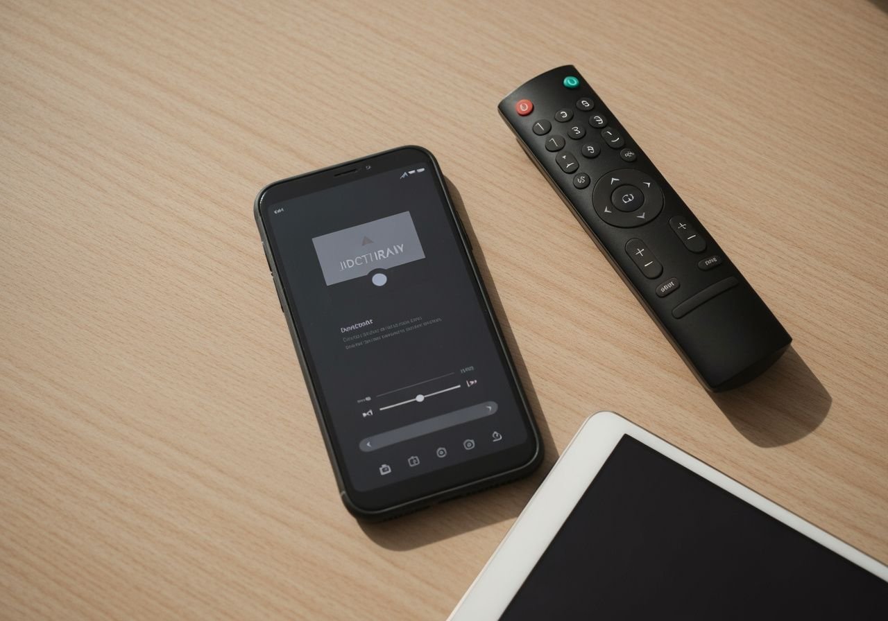 Configuration d'appareils compatibles avec application lecteur IPTV sur bureau moderne.