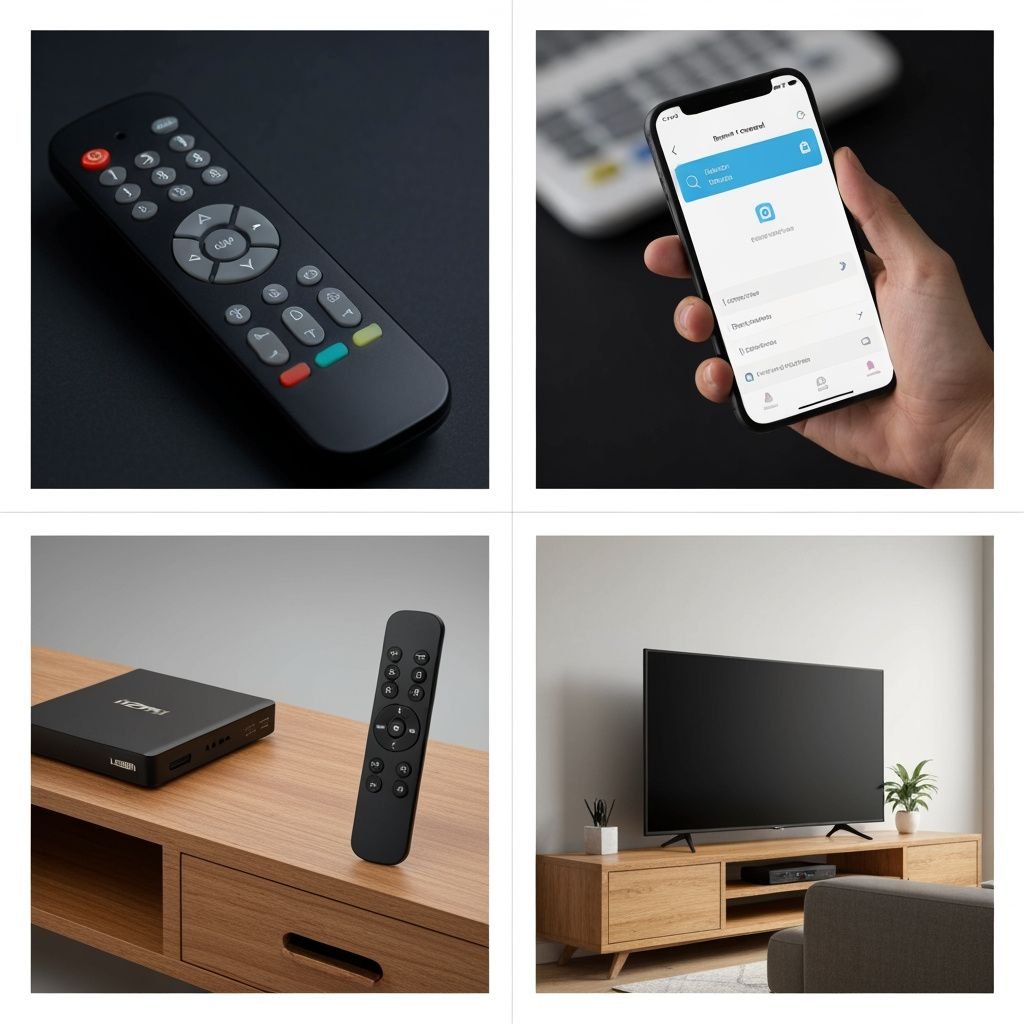 Grille comparant télécommande physique, app mobile, box streaming et Smart TV avec télécommande