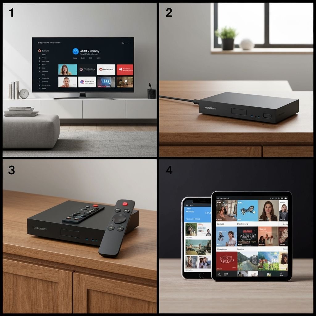 Comparatif de quatre solutions de télévision connectée : Smart TV, box IPTV, lecteur multimédia et appareils mobiles