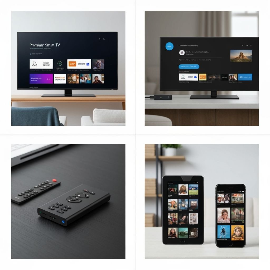 Quatre alternatives de télévision connectée : Smart TV, box média, lecteur HDMI et applications mobiles