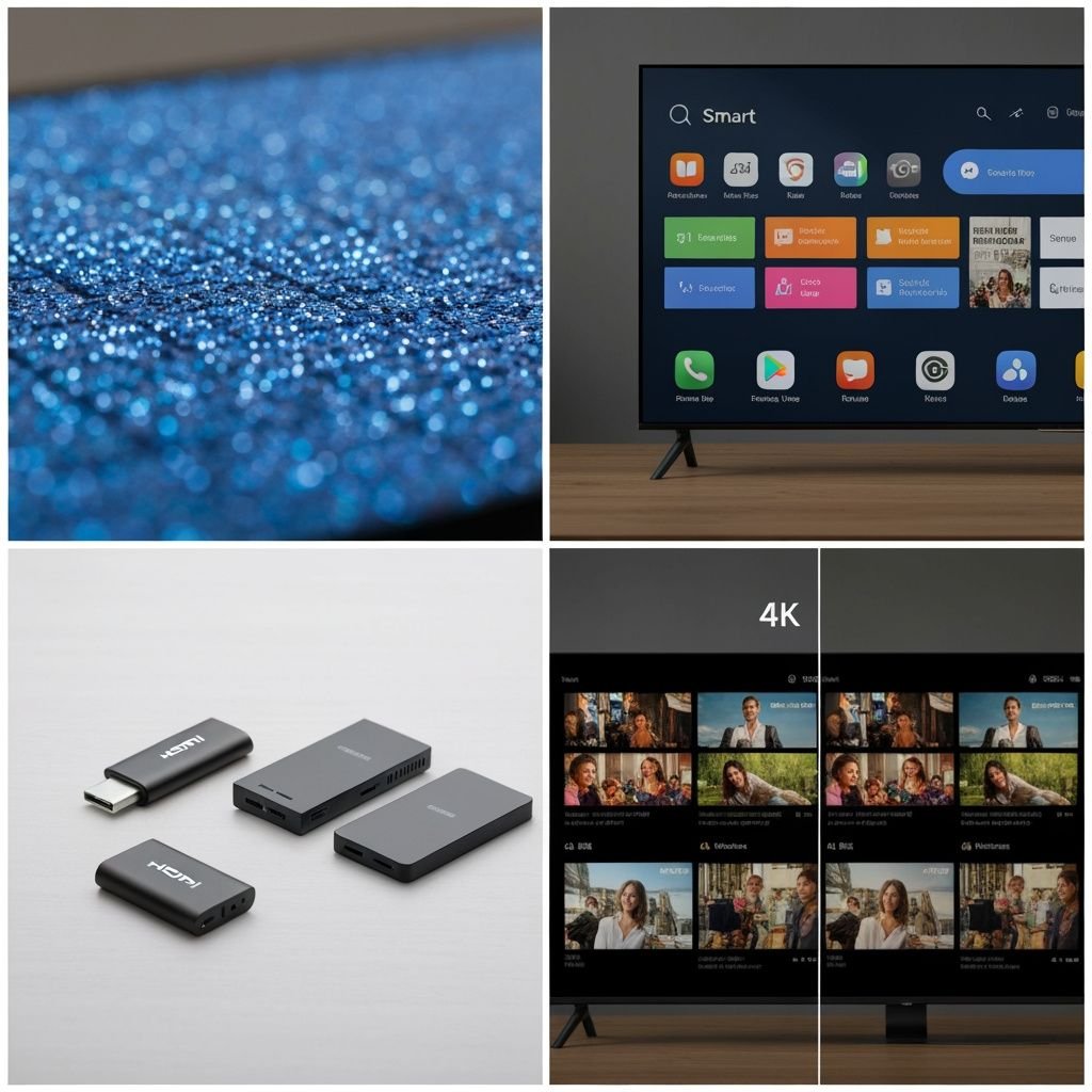 Grille comparant résolution 4K, interface système, appareils de streaming et qualité d'image HD versus 4K