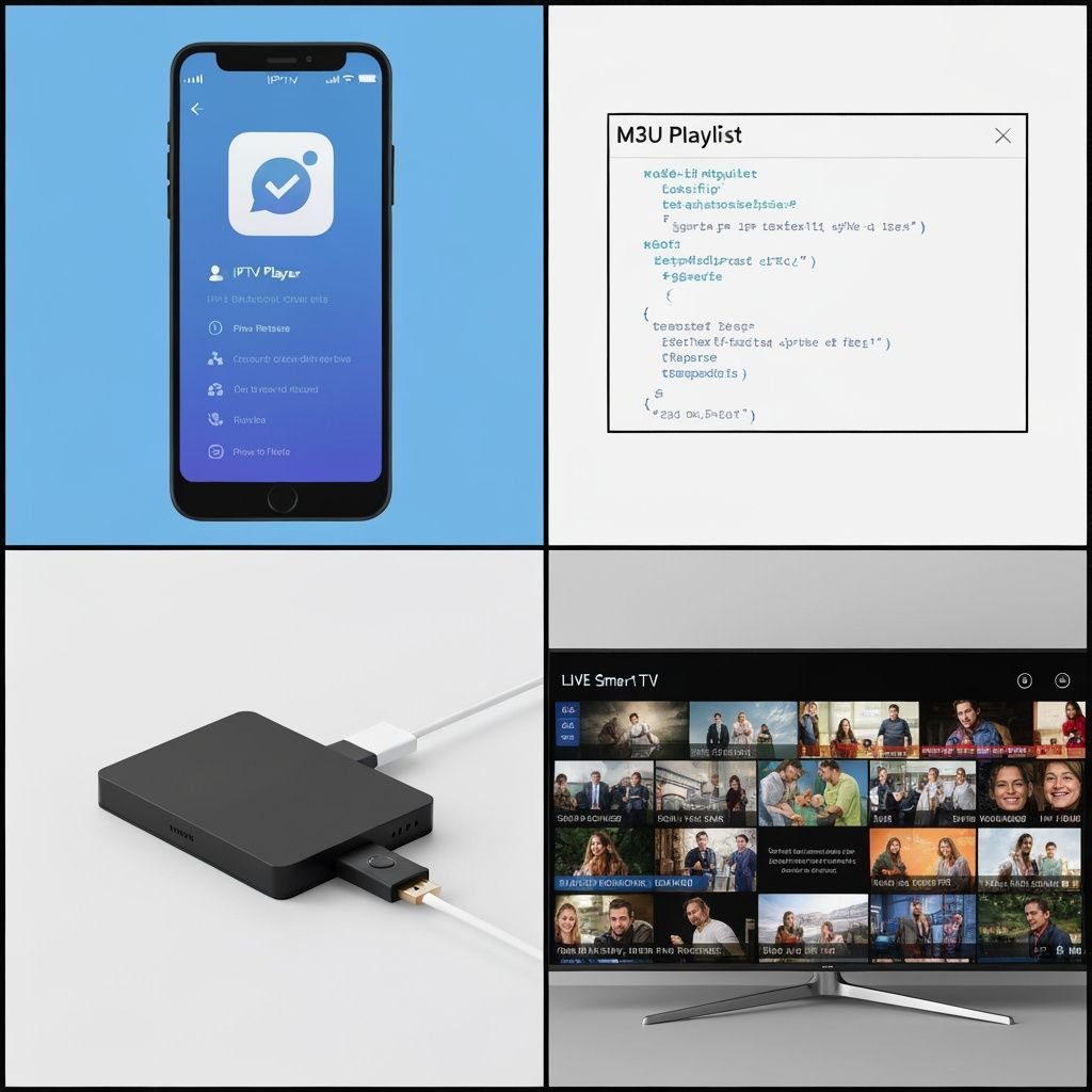 Quatre étapes : application IPTV, format M3U, appareil streaming, contenu TV en direct