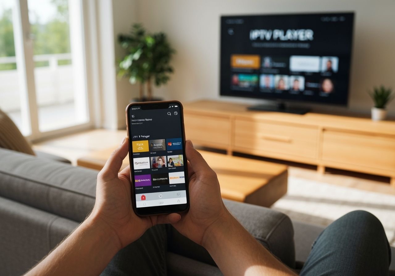 Utilisation d'une application IPTV sur smartphone pour regarder la télévision en streaming